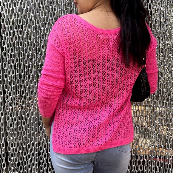 Abercrombie & fitch bright pink back crotchet sweater - Picture 6 of 8